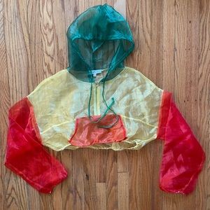 rainbow cropped sheer jacket